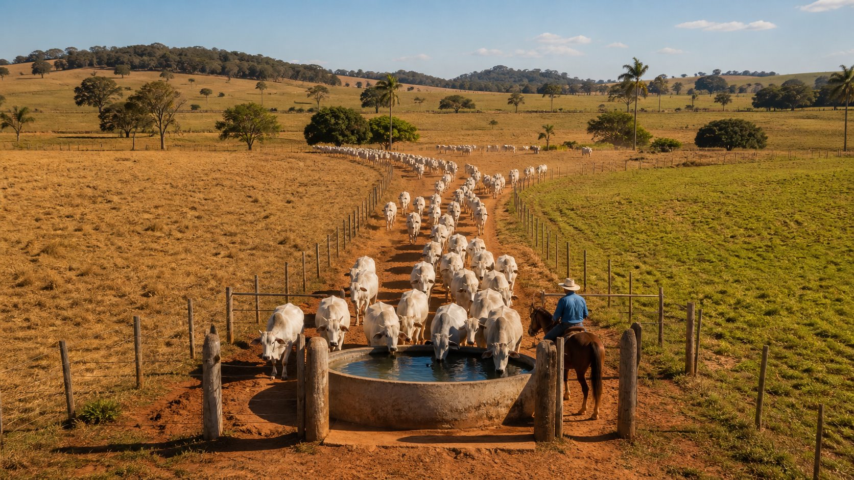 Distância até o bebedouro: como afeta o gado e o uso do pasto