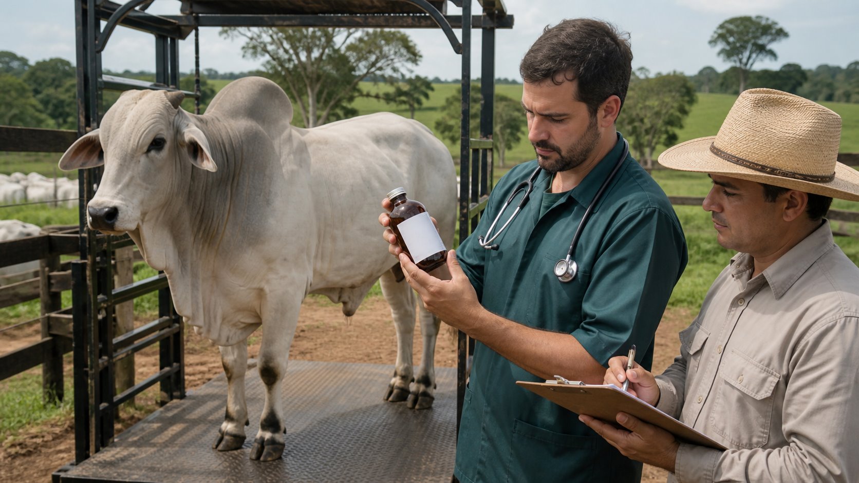 Dosagem de medicamento bovino: peso real, concentração e carência