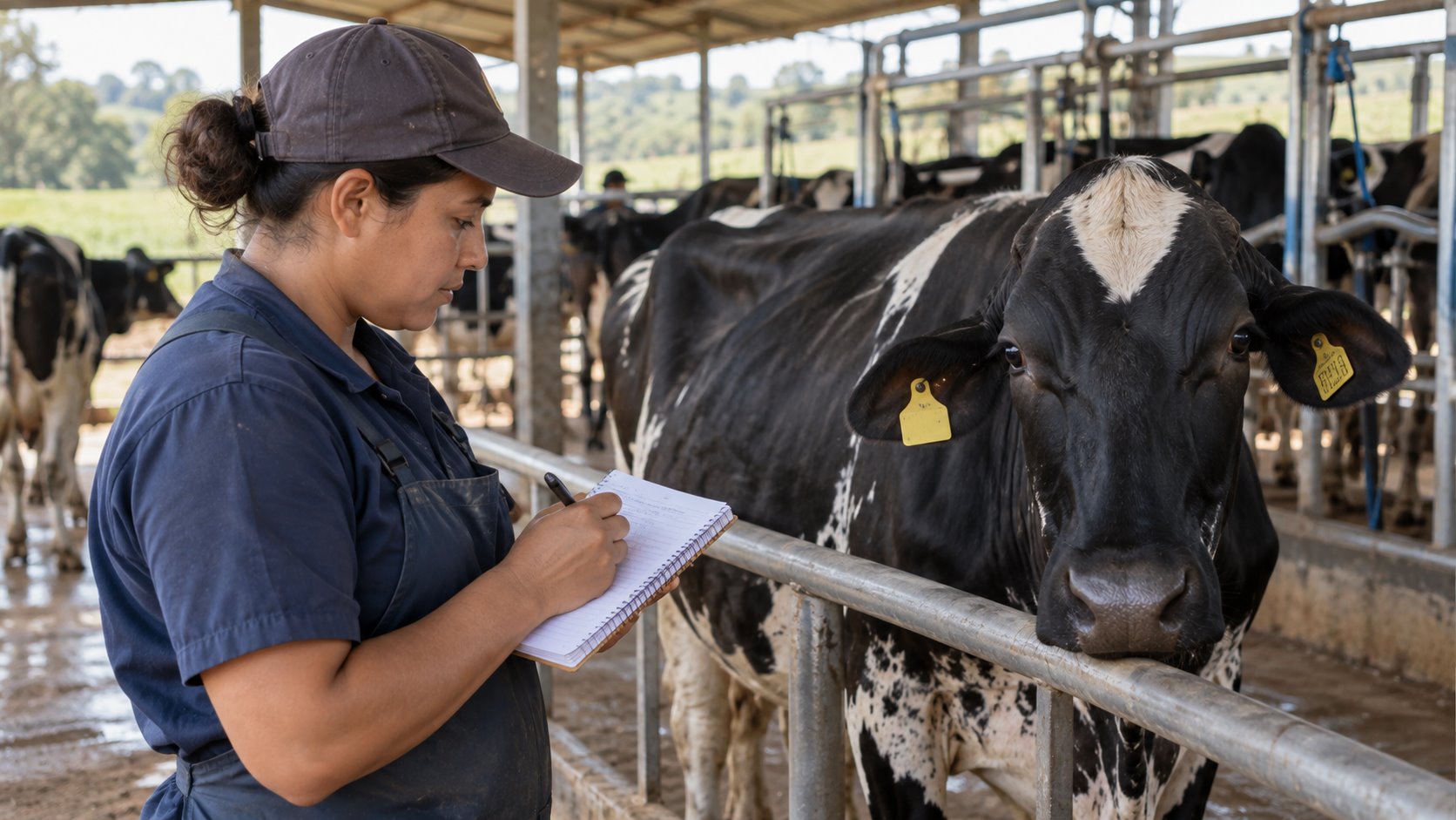 Identificação de vacas leiteiras: relacione animal, leite e tratamento no caderno