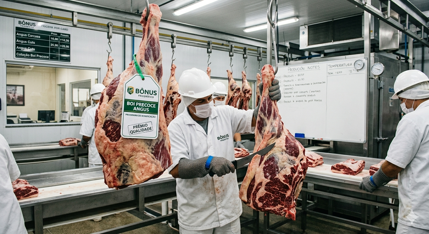 Qual o bônus do frigorífico para boi precoce e angus