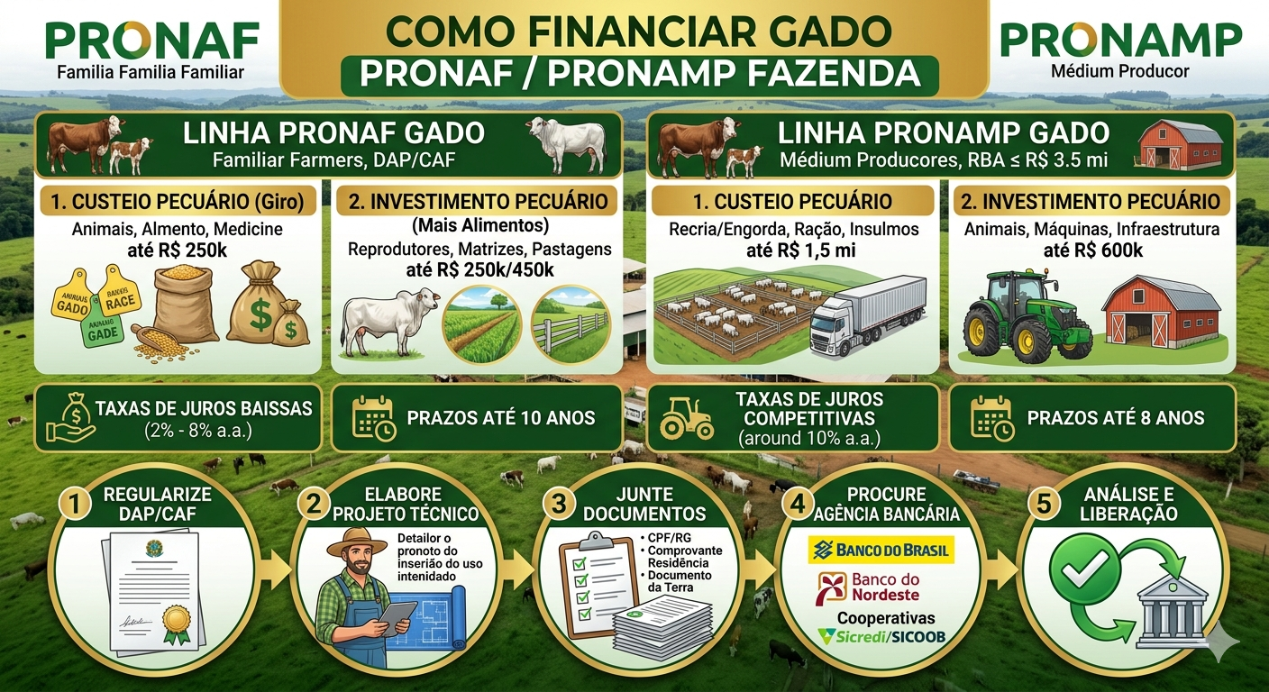 Como financiar gado pelo Pronaf e Pronamp na fazenda