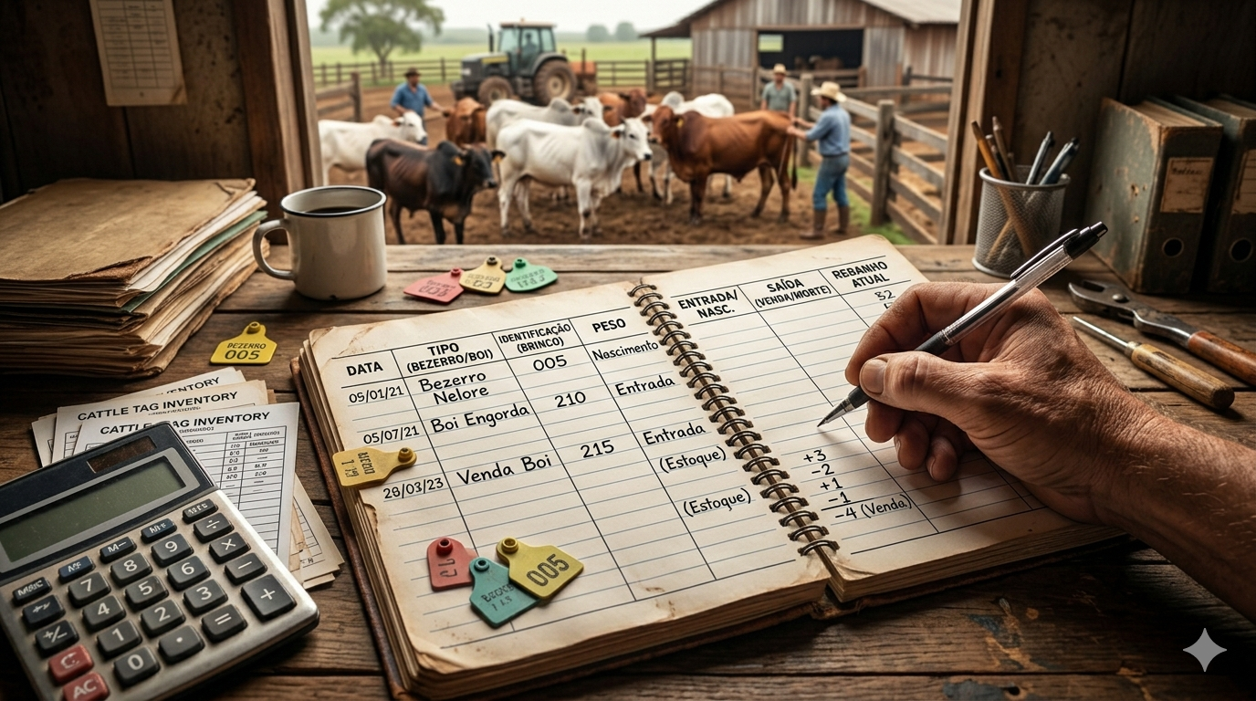 Como controlar estoque de boi e bezerro no caderno