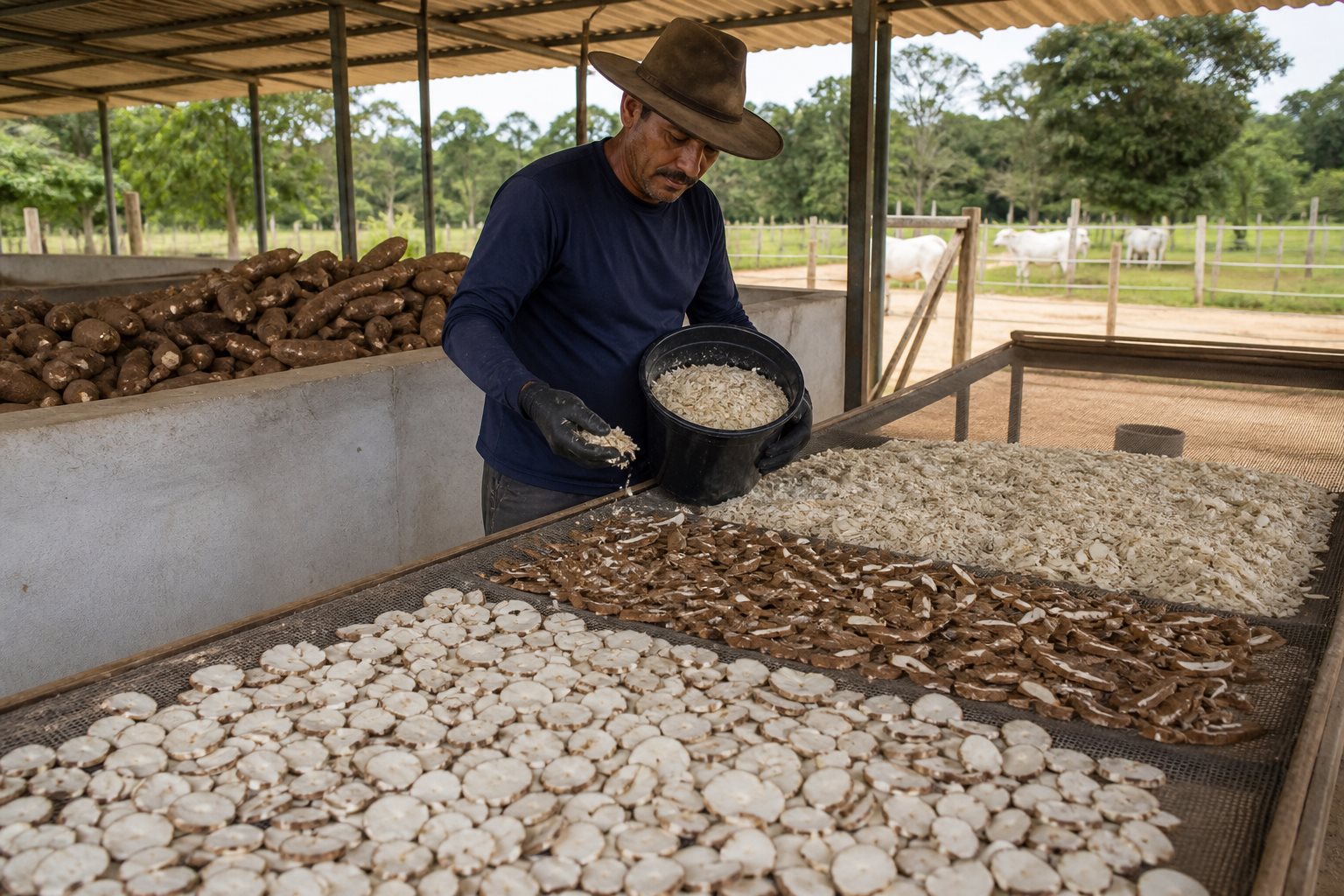 Mandioca, casca e raspa para bovinos: uso seguro e sem desperdício